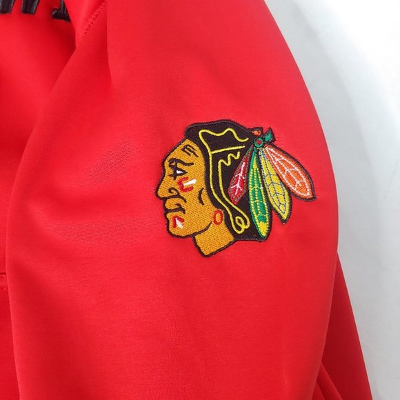 Chicago Blackhawks NHL Official Mens M Sweatshirt Red Pullover Hooded Hockey - Picture 8 of 9